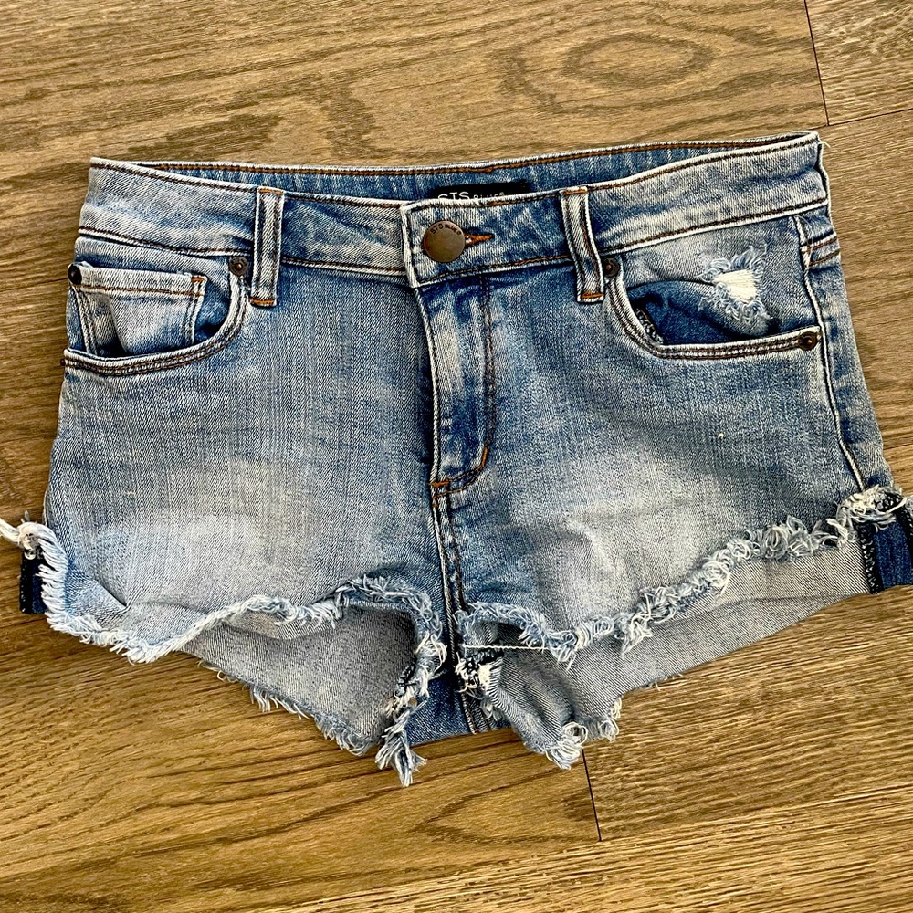 STS Blue Denim Shorts with Frayed Edge